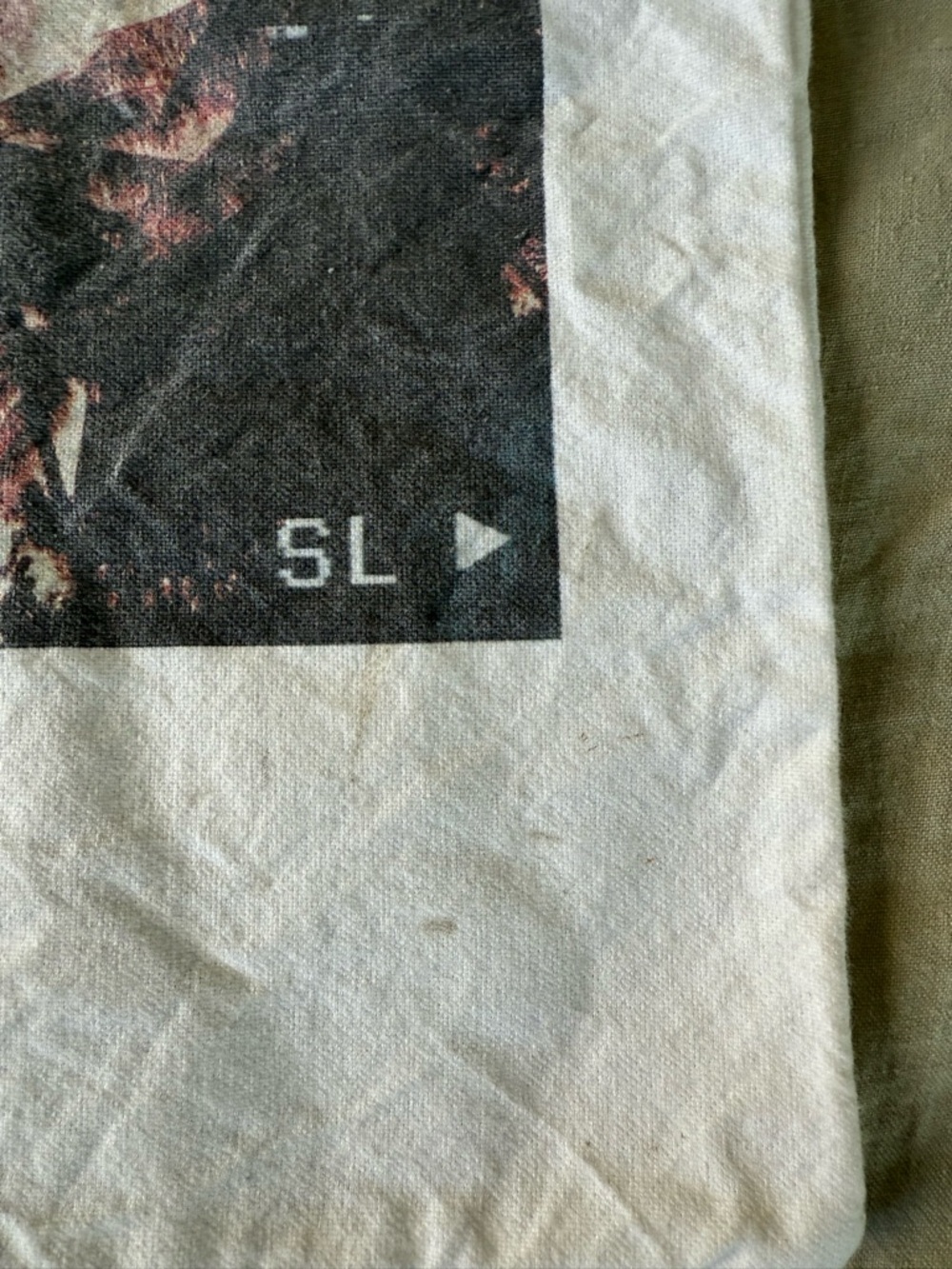 Saint Laurent Cream Canvas Tote with Black Logo and Tropical Print - Picture 3 of 3